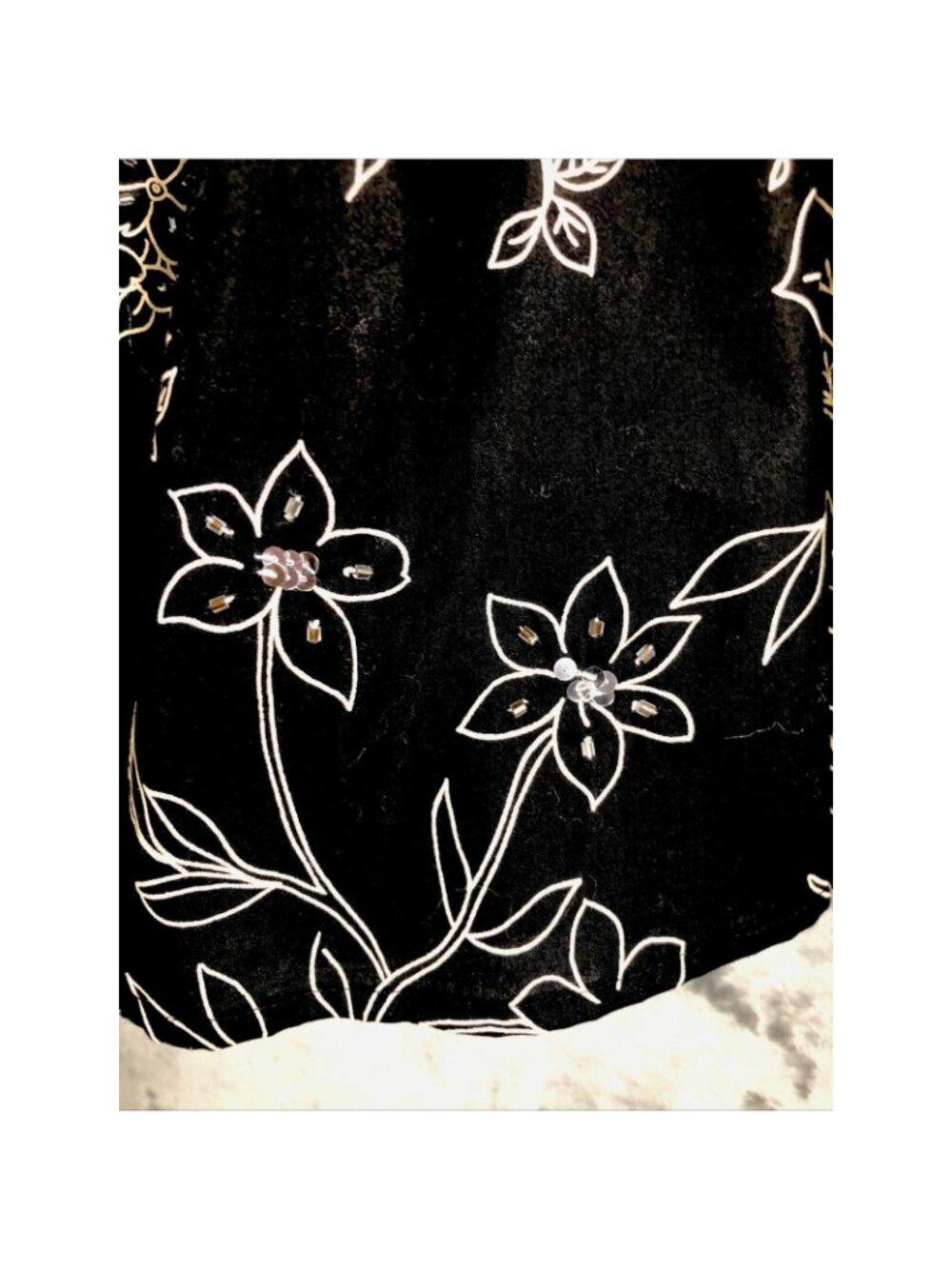 Ann Taylor Loft Skirt 4 Women’s Black Flare Floral Sequined Black Tan - Picture 5 of 16